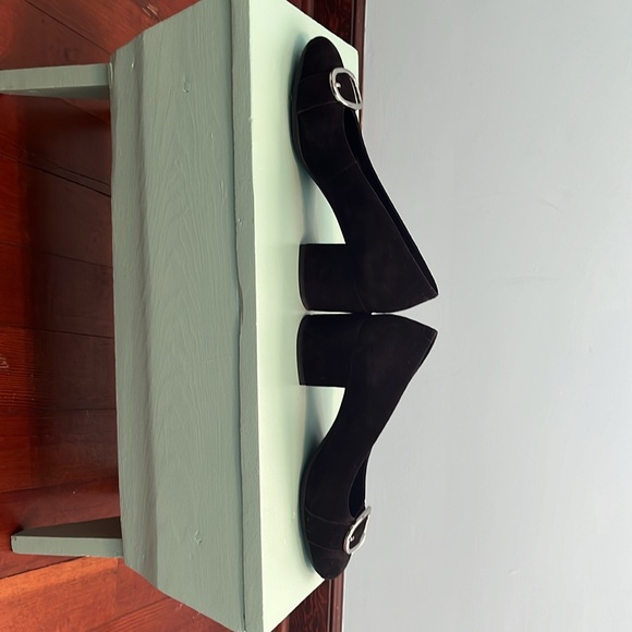 Geox Respira Black Suede Pumps with Block Heel - Picture 2 of 9